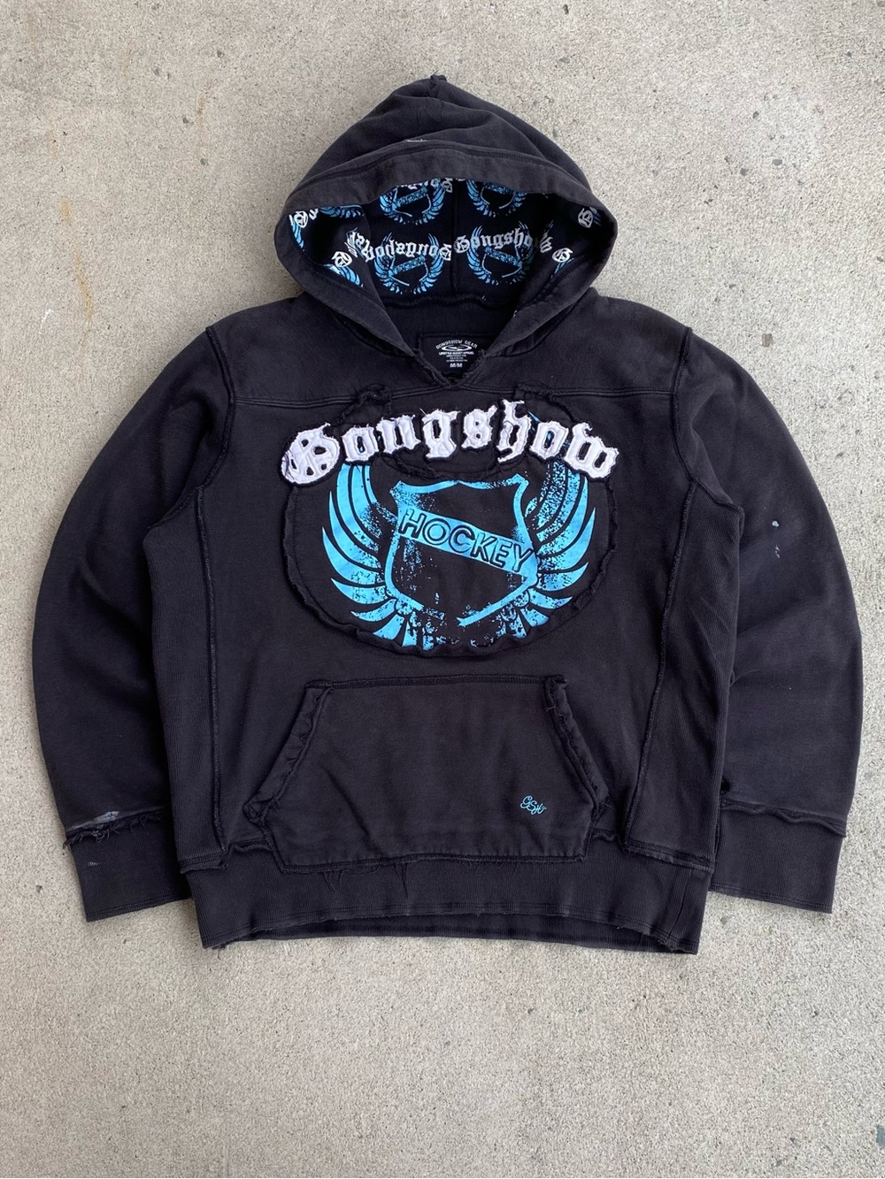 00s Y2k Embroidered Distressed Gongshow Hoodie